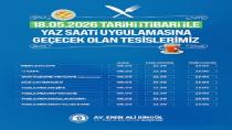 Tuzla Belediyesi Tesisleri Yaz Saati Uygulamasına Geçti